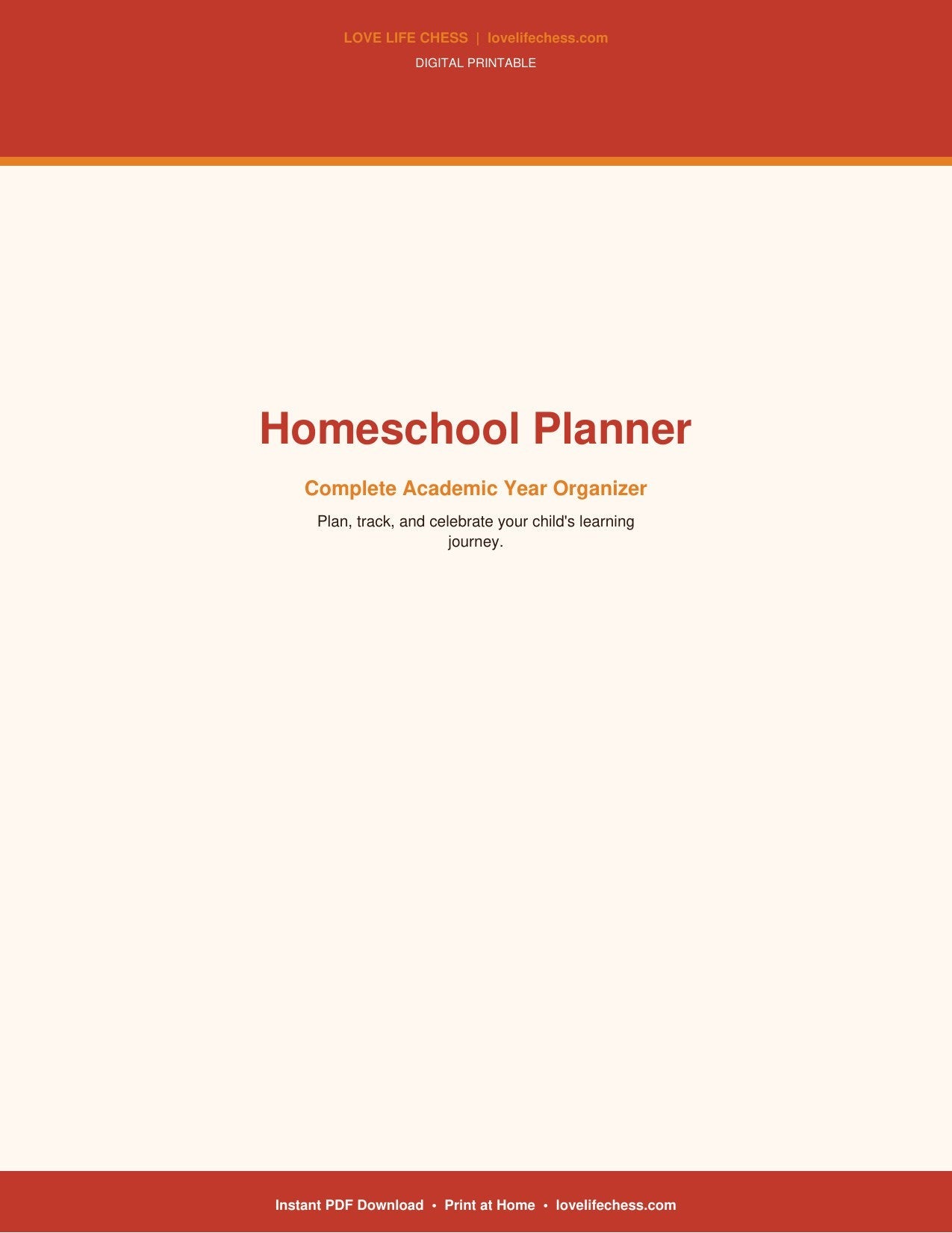 Homeschool Planner — Complete Curriculum & Lesson Organizer (PDF)