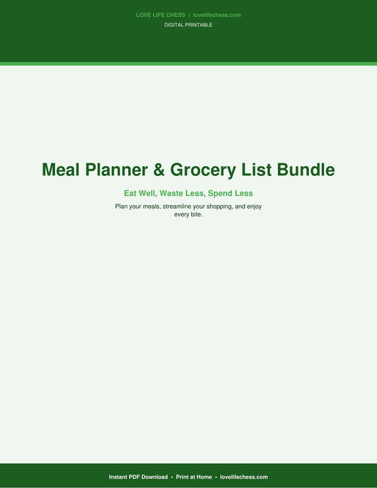 Meal Planner & Grocery List Bundle — Eat Well, Spend Less (PDF)