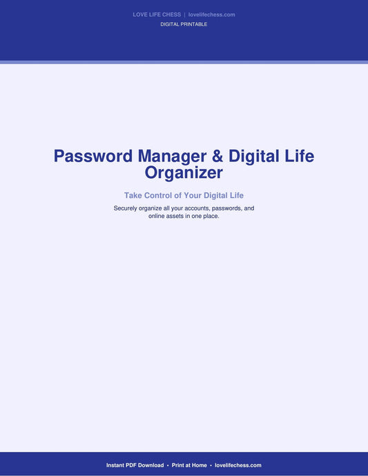Password Manager & Digital Life Organizer (PDF Printable)