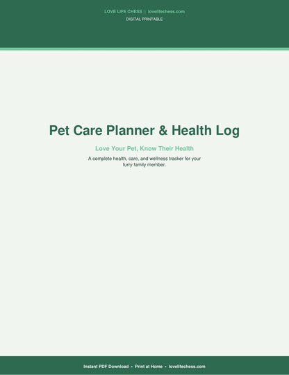 Pet Care Planner & Health Log — For Dog & Cat Owners (PDF)