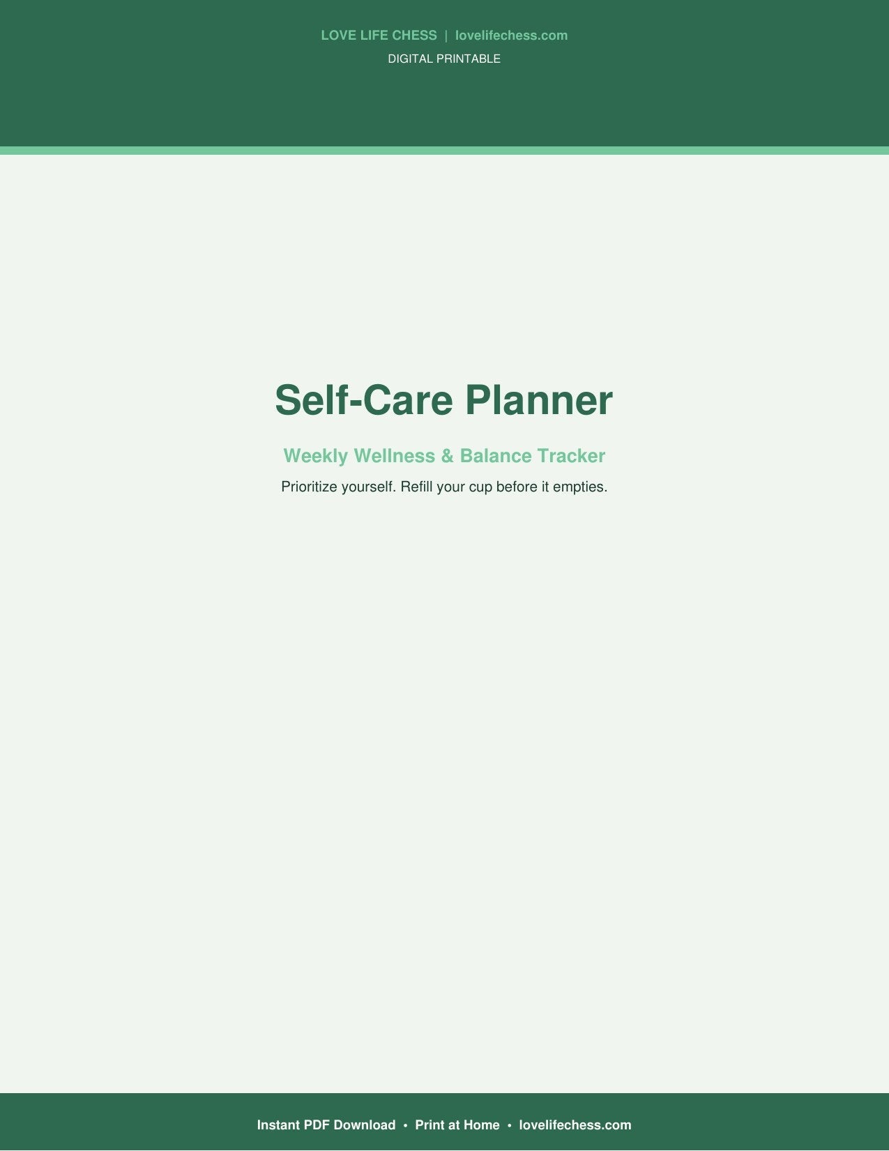 Self-Care Planner — Weekly Wellness & Balance Tracker (PDF)