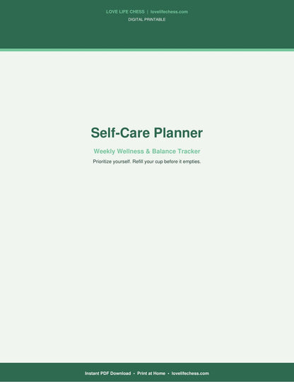 Self-Care Planner — Weekly Wellness & Balance Tracker (PDF)