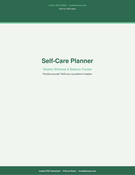 Self-Care Planner — Weekly Wellness & Balance Tracker (PDF)