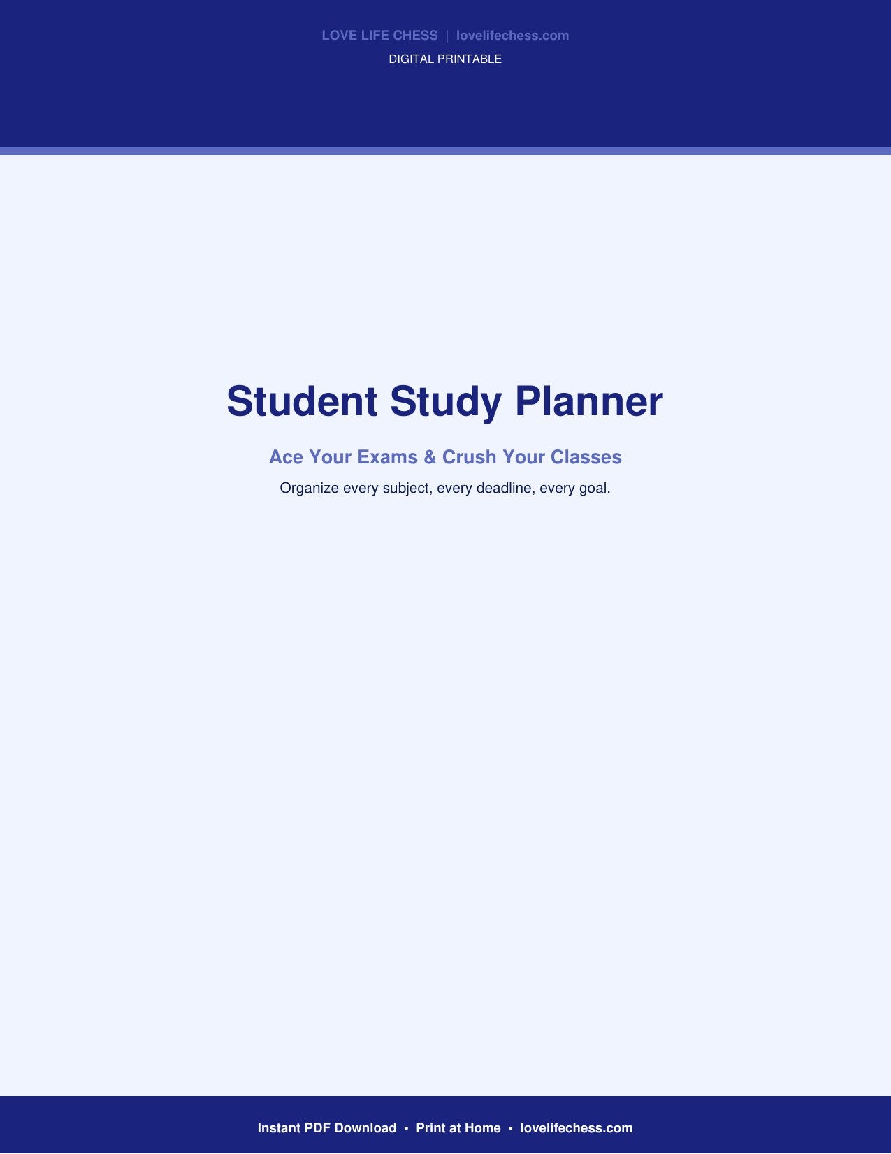 Student Study Planner — Academic Success Organizer (PDF)