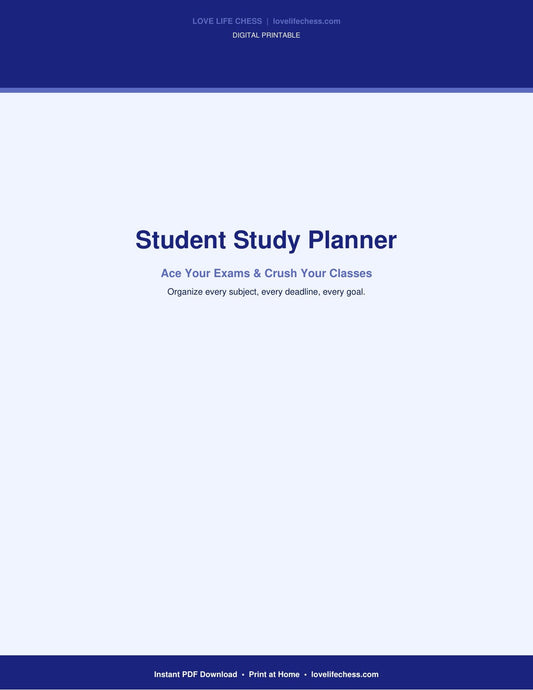 Student Study Planner — Academic Success Organizer (PDF)