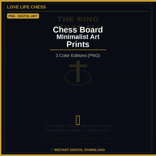 Chess Board Minimalist Art Prints — 3 Color Editions (PNG)