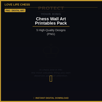 Chess Wall Art Printables Pack — 5 High-Quality Designs (PNG)