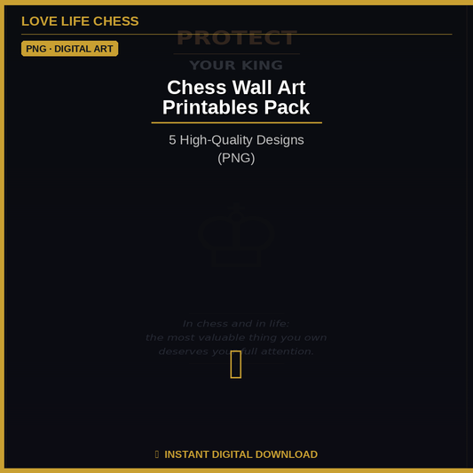 Chess Wall Art Printables Pack — 5 High-Quality Designs (PNG)