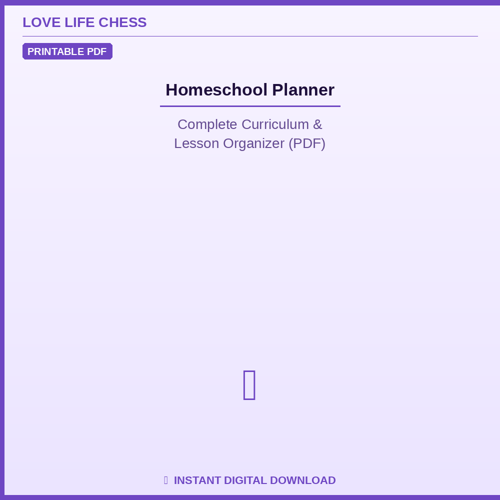 Homeschool Planner — Complete Curriculum & Lesson Organizer (PDF)